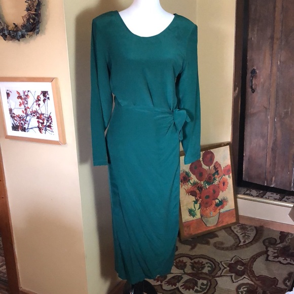 Vintage 90s NIVEAU CLASSIX Size 8 Deep Classic Green 100% silk Classic Sexy NEW - Picture 4 of 17